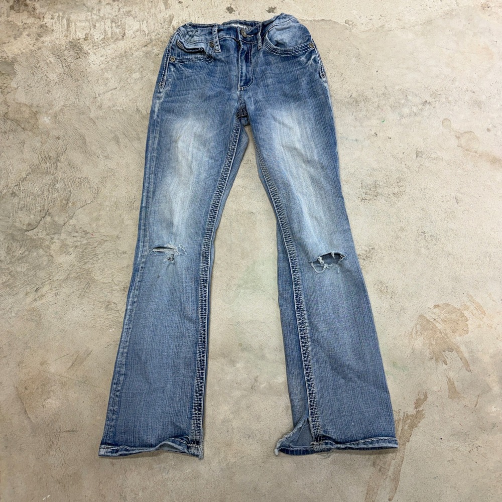 BKE BOOTLEG‎ CONNER Jeans Girls Size 14 Distressed Bootcut Denim Blue
